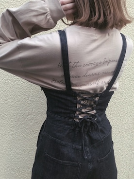 「フォローミー」｜「アイテム（オールインワン・サロペット）」を使った、asaka14さん（レディース・158cm）の春コーディネート