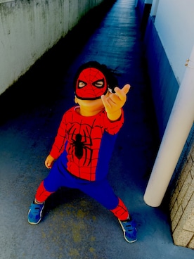 「MARVEL（マーベル）のアイテム（パンツ）」を使った、ichiyoさん（キッズ・100cm）の秋コーディネート