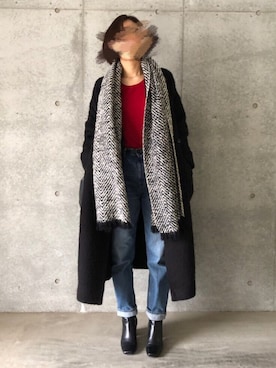 「ADAM ET ROPE'（アダムエロペ）のアイテム（チェスターコート）」を使った、emmaさん（レディース・163cm）の冬コーディネート