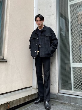 「ランチャーパンツ」｜「アイテム（ブーツ）」を使った、さいゆうさん（メンズ・178cm）の春コーディネート