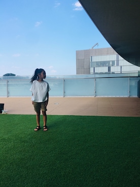 「ZARA KIDSのアイテム（トップス、ホワイト系）」を使った、amaさん（キッズ・133cm）の夏コーディネート