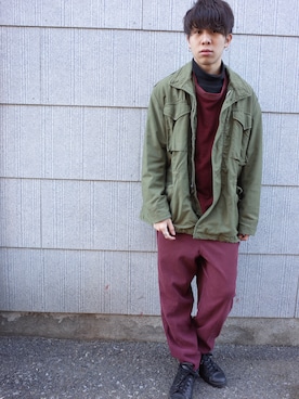 「Dude（デュード）のアイテム」を使った、遠藤航哉さん（メンズ・175cm）の冬コーディネート