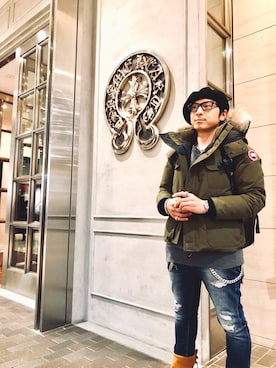 「Chrome Hearts」｜「アイテム（ハンチング/ベレー帽）」を使った、MUNEHISAさん（メンズ・165cm）の冬コーディネート