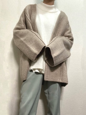 「select MOCA（セレクトモカ）のアイテム（ノーカラーコート）」を使った、おかゆさん（レディース・163cm）の冬コーディネート