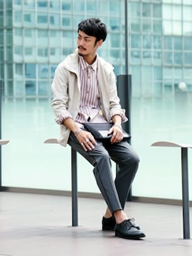 「アイテム（クラッチバッグ）」を使った、EDIFICE/BY DAICHIさん（メンズ・178cm）の夏コーディネート