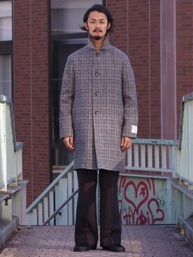 Harris Tweed ハリスツイード ステンカラーコート XL相当 大きい HARRIS TWEED BALMACAAN COAT｜ビームス プラス 丸の内｜BEAMS