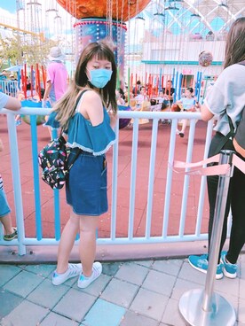 「adidas Cinderellaのアイテム（スニーカー、ホワイト系）」を使った、ㄅ萱⋈さん（レディース・151cm）の春コーディネート