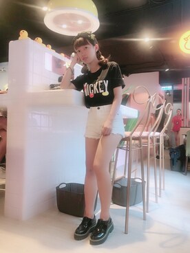 「桃園車站旁のアイテム（その他シューズ、ブラック系）」を使った、ㄅ萱⋈さん（レディース・151cm）の春コーディネート