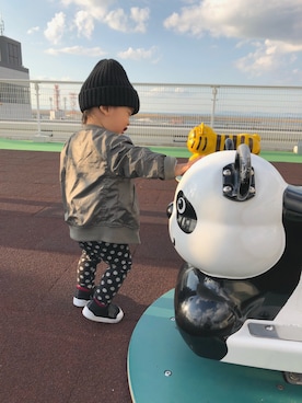「むすこーで」｜「アイテム（MA-1）」を使った、なつさん（キッズ・80cm）の秋コーディネート