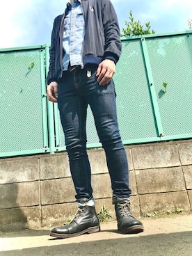 「nano・universe」｜「アイテム（ジャージ）」を使った、もぐらのダニエルさん（メンズ・168cm）の春コーディネート