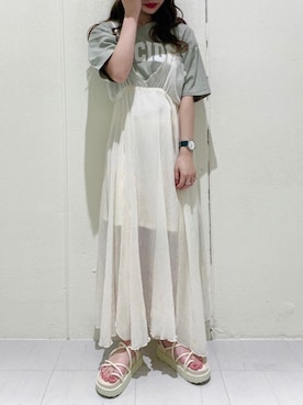 「Heather（ヘザー）のアソートクロップドＴシャツ　948601（Tシャツ/カットソー）」を使った、桜さん（レディース・152cm）の春コーディネート