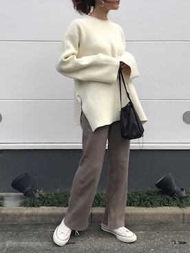 「RED CHOP WORKS（レッドチョップワークス）のアイテム（パンツ）」を使った、yanさん（レディース・160cm）の冬コーディネート