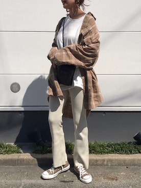 「niko and...（ニコアンド）のアイテム（その他アウター）」を使った、yanさん（レディース・160cm）の春コーディネート
