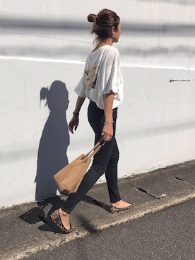 「ADAM ET ROPE'（アダムエロペ）のアニマルバレエ（バレエシューズ）」を使った、yanさん（レディース・160cm）の秋コーディネート