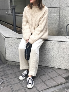 「BEAUTY&YOUTH UNITED ARROWS（ビューティーアンドユースユナイテッドアローズ）のBY フェイクレザースクエアミニボストン -2WAY- ◆（ボストンバッグ）」を使った、yanさん（レディース・160cm）の秋コーディネート