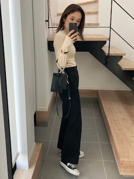 「アイテム（ドラムバッグ）」を使った、yanさん（レディース・160cm）の秋コーディネート