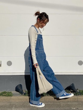 「CANAL JEAN（キャナルジーン）のアイテム（オールインワン・サロペット）」を使った、yanさん（レディース・160cm）の春コーディネート