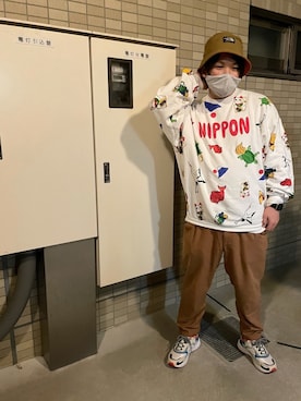 「PUNYUS（プニュズ）のアイテム」を使った、LAVIさん（メンズ・173cm）の冬コーディネート