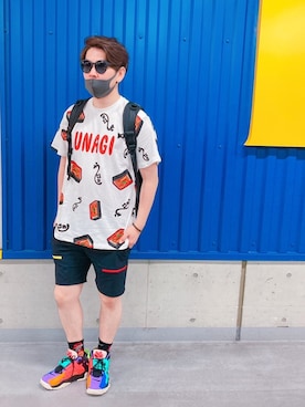 「PUNYUS（プニュズ）のアイテム（トップス）」を使った、LAVIさん（メンズ・173cm）の夏コーディネート