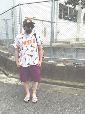 「PUNYUS（プニュズ）のアイテム」を使った、LAVIさん（メンズ・173cm）の夏コーディネート