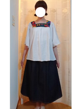 「チチカカ」｜「アイテム（デニムスカート）」を使った、みぃこさん（レディース・164cm）の春コーディネート