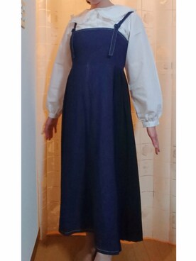 「w closet」｜「アイテム（ジャンパースカート）」を使った、みぃこさん（レディース・164cm）の春コーディネート