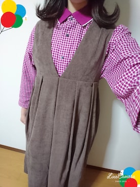 「LACOSTE」｜「アイテム（ジャンパースカート）」を使った、みぃこさん（レディース・164cm）の秋コーディネート