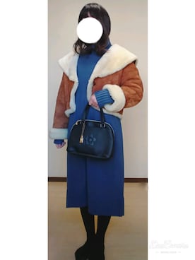 「おとなコーデ」｜「アイテム（ムートンコート）」を使った、みぃこさん（レディース・164cm）の冬コーディネート