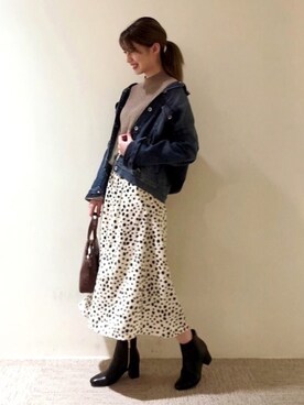 「Te chichi（テチチ）のアイテム（デニムジャケット）」を使った、Miyuu Arimaさん（レディース・164cm）の秋コーディネート