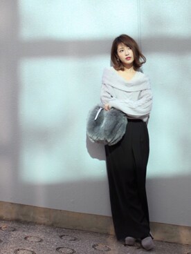 舟山久美子♡くみっきーさんの「ラップワイドパンツ」を使ったコーディネート