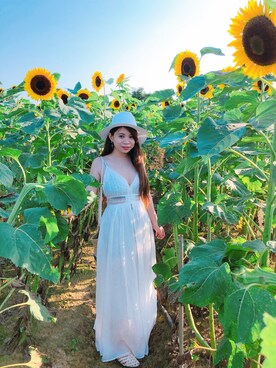 「MERCURYDUO（マーキュリーデュオ）のアイテム（帽子）」を使った、Jean Liさん（レディース・158cm）の夏コーディネート