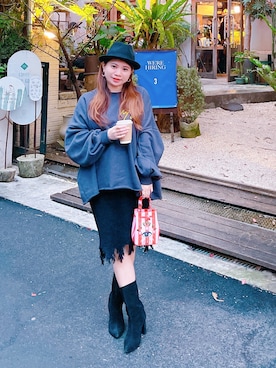 「KENZO（ケンゾー）のアイテム（ショルダーバッグ）」を使った、Jean Liさん（レディース・158cm）の冬コーディネート