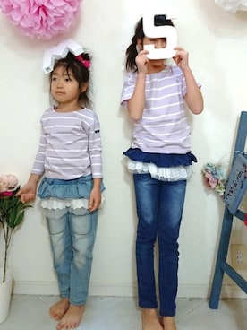 「姉妹コーデ」｜saramimiさん（キッズ・132cm）の春コーディネート