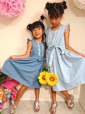 「シルバーサンダル」｜saramimiさん（キッズ・110cm）の夏コーディネート