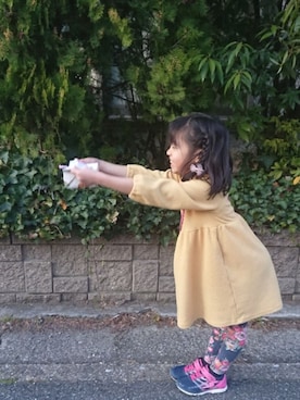 「ワッフルワンピース」｜saramimiさん（キッズ・120cm）の春コーディネート