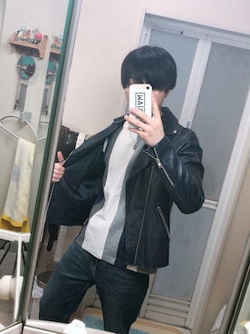 「URBAN RESEARCH（アーバンリサーチ）のアイテム（ライダースジャケット）」を使った、ゆーたさん（メンズ・172cm）の春コーディネート