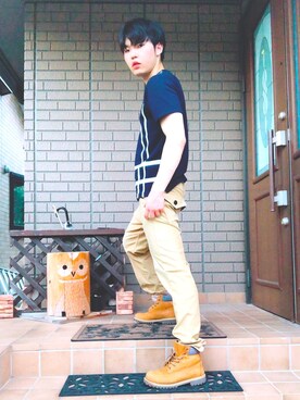 「TAKA-Q（タカキュー）のアイテム（Tシャツ/カットソー）」を使った、ゆーたさん（メンズ・172cm）の夏コーディネート