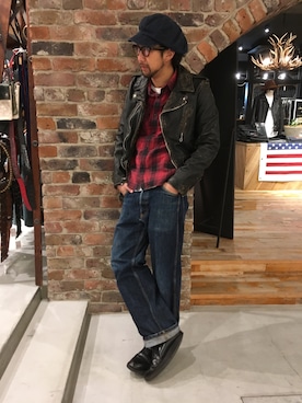 「ショット」｜「アイテム（パンツ）」を使った、鈴木 瞬さん（メンズ・176cm）の冬コーディネート