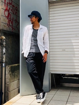 「ショット」｜「アイテム（パンツ）」を使った、鈴木 瞬さん（メンズ・176cm）の夏コーディネート