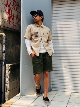 「ショット」｜「アイテム（パンツ）」を使った、鈴木 瞬さん（メンズ・176cm）の夏コーディネート