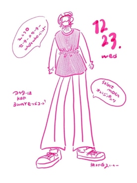 「イラスト」｜「アイテム（ジャケット/アウター）」を使った、kumaさん（レディース・153cm）の冬コーディネート