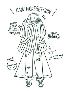 「イラスト」｜「アイテム（ジャケット/アウター）」を使った、kumaさん（レディース・153cm）の冬コーディネート