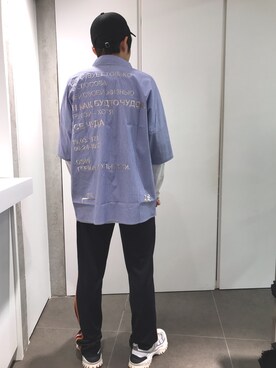 「DANKE SCHON（ダンケシェーン）のDankeSchone/ダンケシェーン/Stripe Albert S/S SHIRTS(ショートスリーブシャツ)（シャツ/ブラウス）」を使った、イトウセイさん（メンズ・170cm）の夏コーディネート