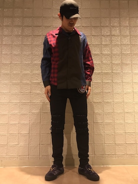 「Black Weirdos（ブラックウィドウ）のアイテム」を使った、イトウセイさん（メンズ・170cm）の冬コーディネート