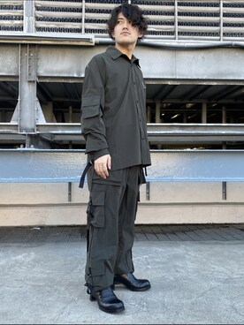 「DANKE SCHON（ダンケシェーン）のDankeSchon/ダンケシェーン/撥水ストレッチナイロンカーゴシャツ（シャツ/ブラウス）」を使った、イトウセイさん（メンズ・170cm）の冬コーディネート