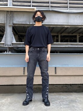 「A4A（エーフォーエー）のA4A/エーフォーエー/40s強撚糸ラウンドTシャツ（Tシャツ/カットソー）」を使った、イトウセイさん（メンズ・170cm）の春コーディネート