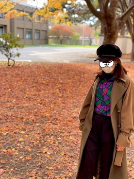 「AS KNOW AS PINKY（アズノゥアズピンキー）のアイテム（帽子）」を使った、saさん（レディース・157cm）の秋コーディネート