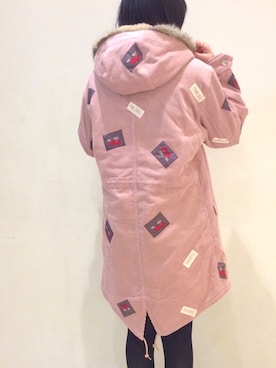 「ワッペン」｜「アイテム（モッズコート）」を使った、PINKHOUSEchelsea PRさん（レディース・163cm）の冬コーディネート