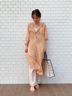 「Chico（チコ）のアイテム（シャツワンピース）」を使った、やまぐち　あやかさん（レディース・161cm）の春コーディネート