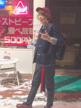 「Daniel Wellington」｜「アイテム（デニムジャケット）」を使った、たかはぴさん（メンズ・186cm）の冬コーディネート